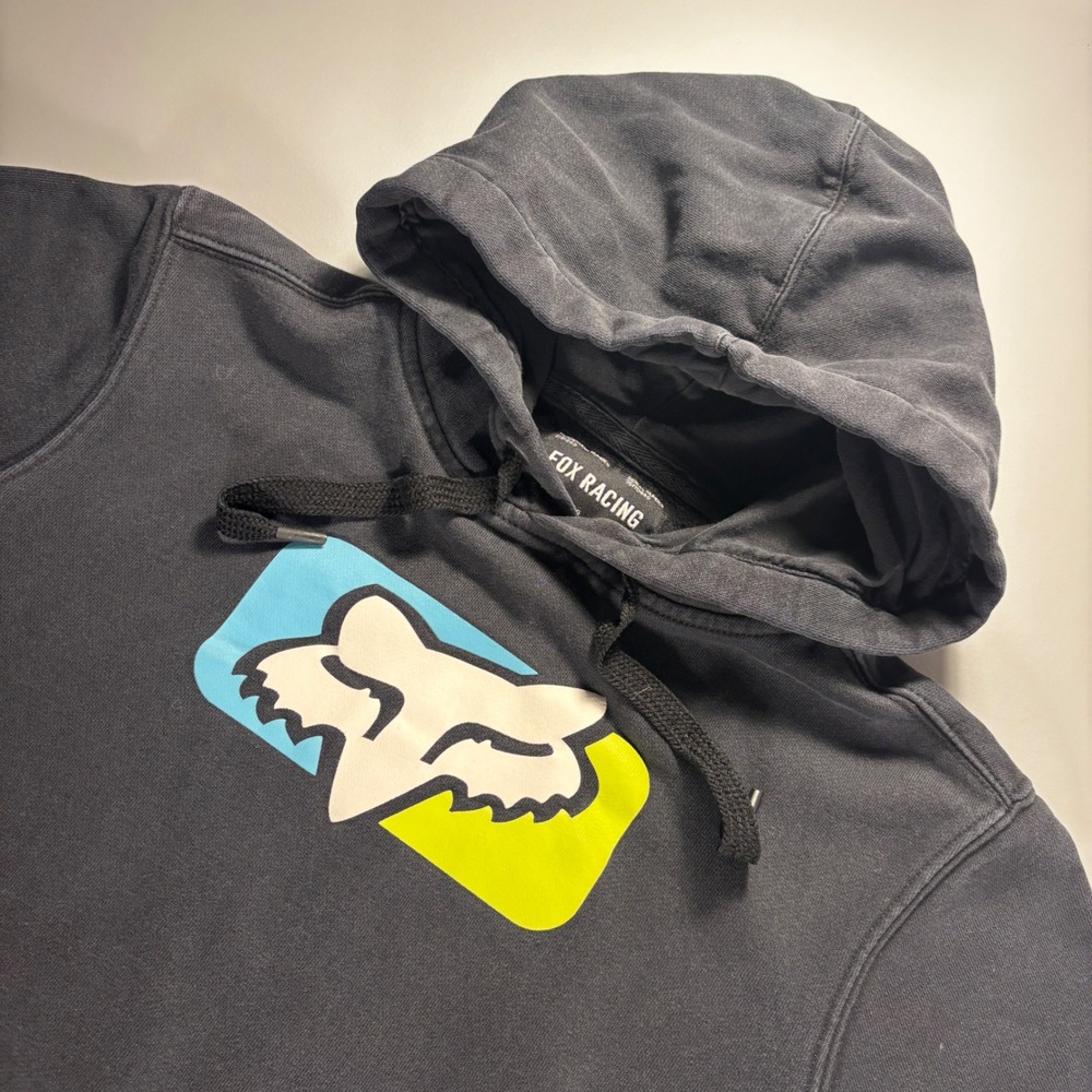 Fox Racing Hoodie Mens‎ Size Small Black Logo Graphic Pullover Sweatshirt